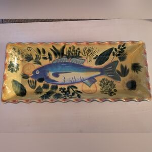 Linda Montgomery Certified International Provence 16" Fish Pattern Platter Tray